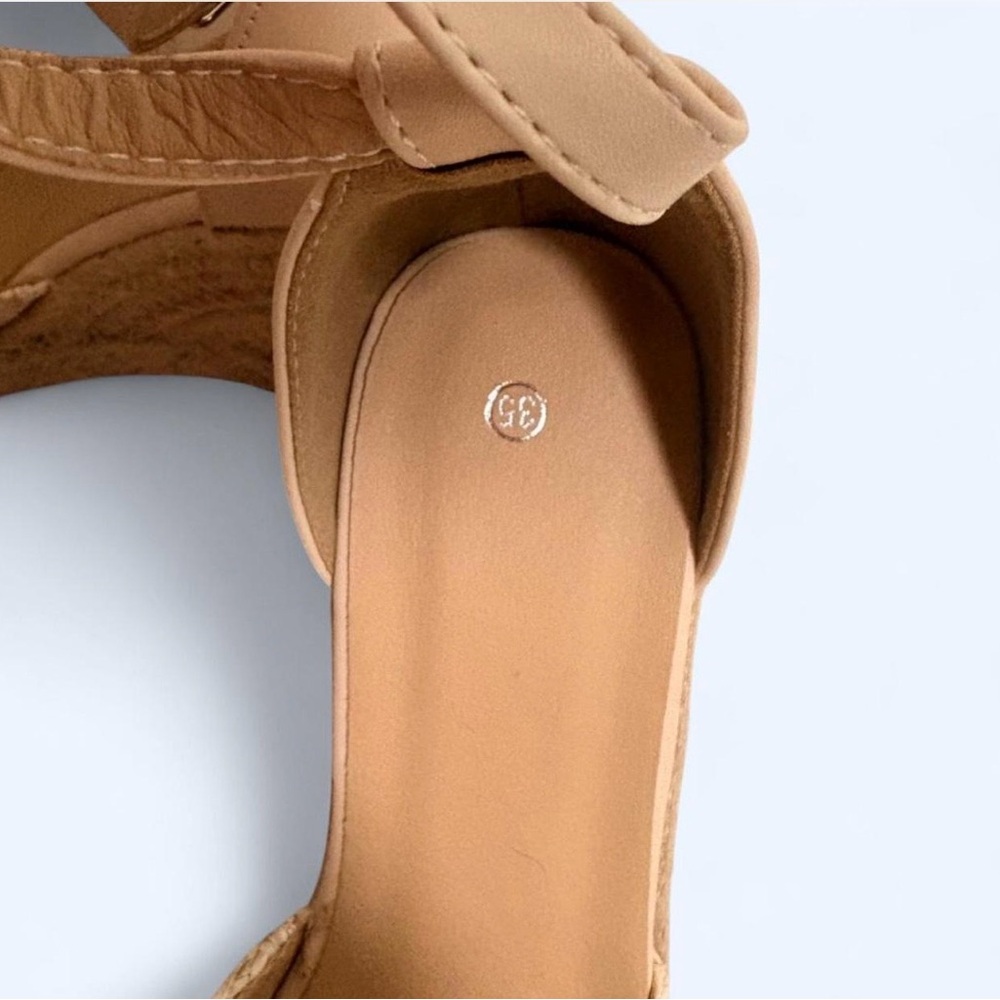 Natural Woven Espadrille Wedge with Ankle Strap - Picture 2 of 3